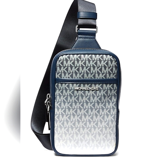 NWT Michael Kors Blue and White Crossbody Bag - Picture 1 of 11